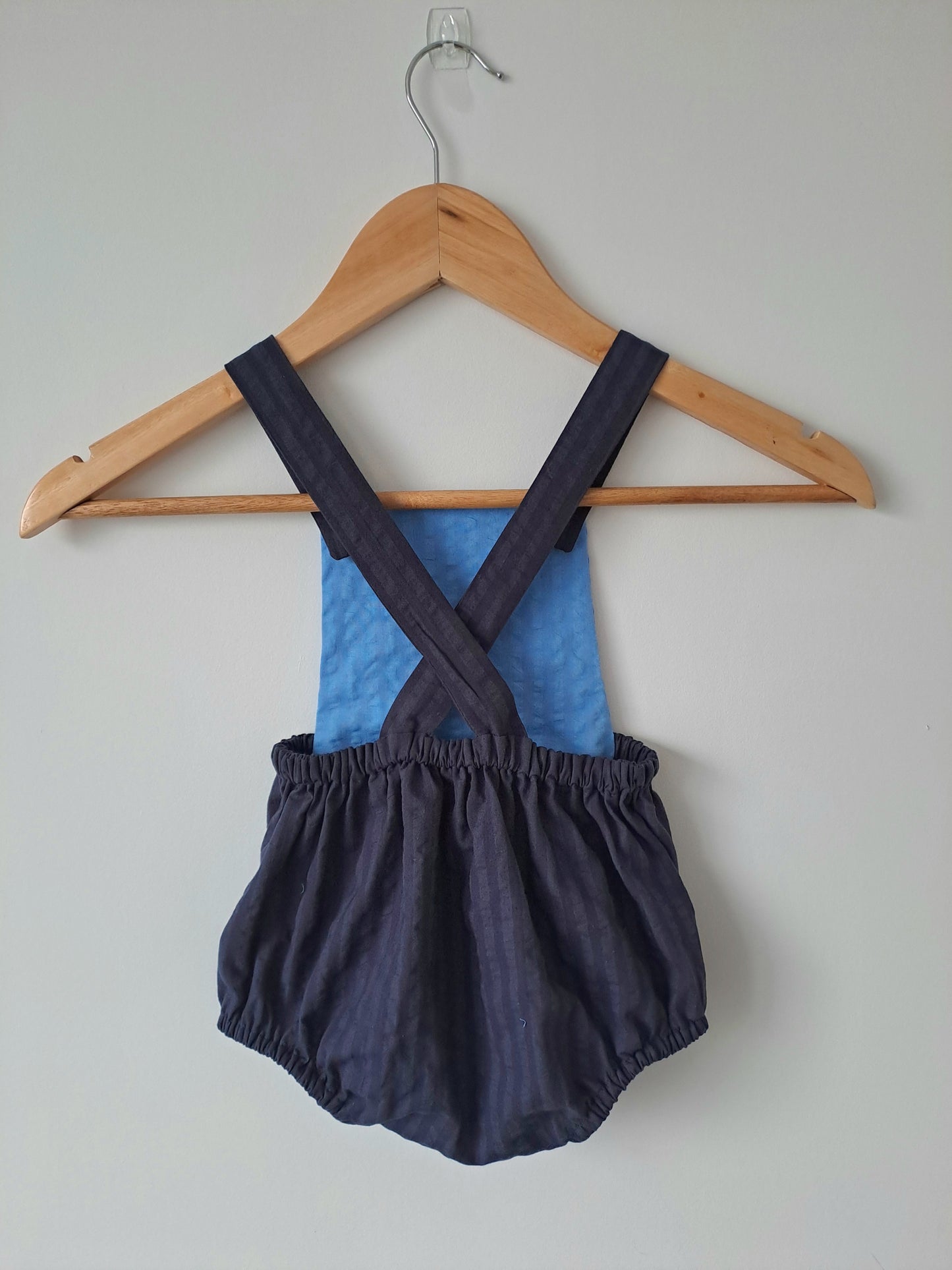 Baby playsuit - navy/blue, 9-12 months
