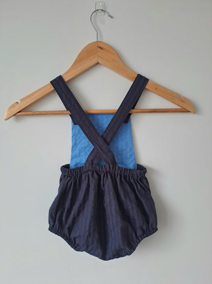 Baby playsuit - navy/blue, 9-12 months