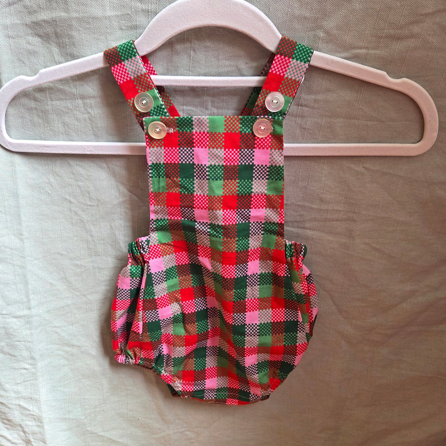 Baby playsuit - Christmas check