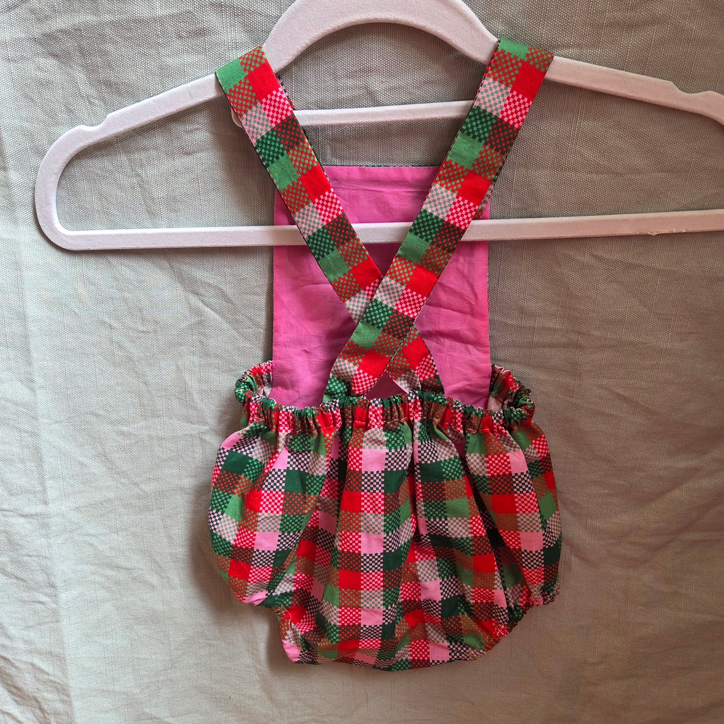 Baby playsuit - Christmas check